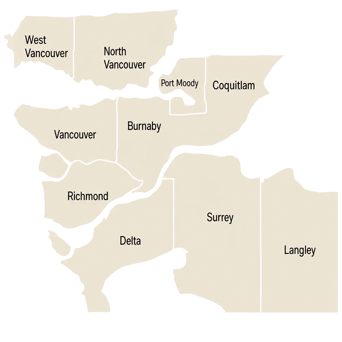 Map of Metro Vancouver municipalities — select your area